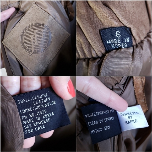 Vintage Genuine Leather High Rise Pencil Skirt Jacqueline Ferrar Brown Small - Picture 7 of 8